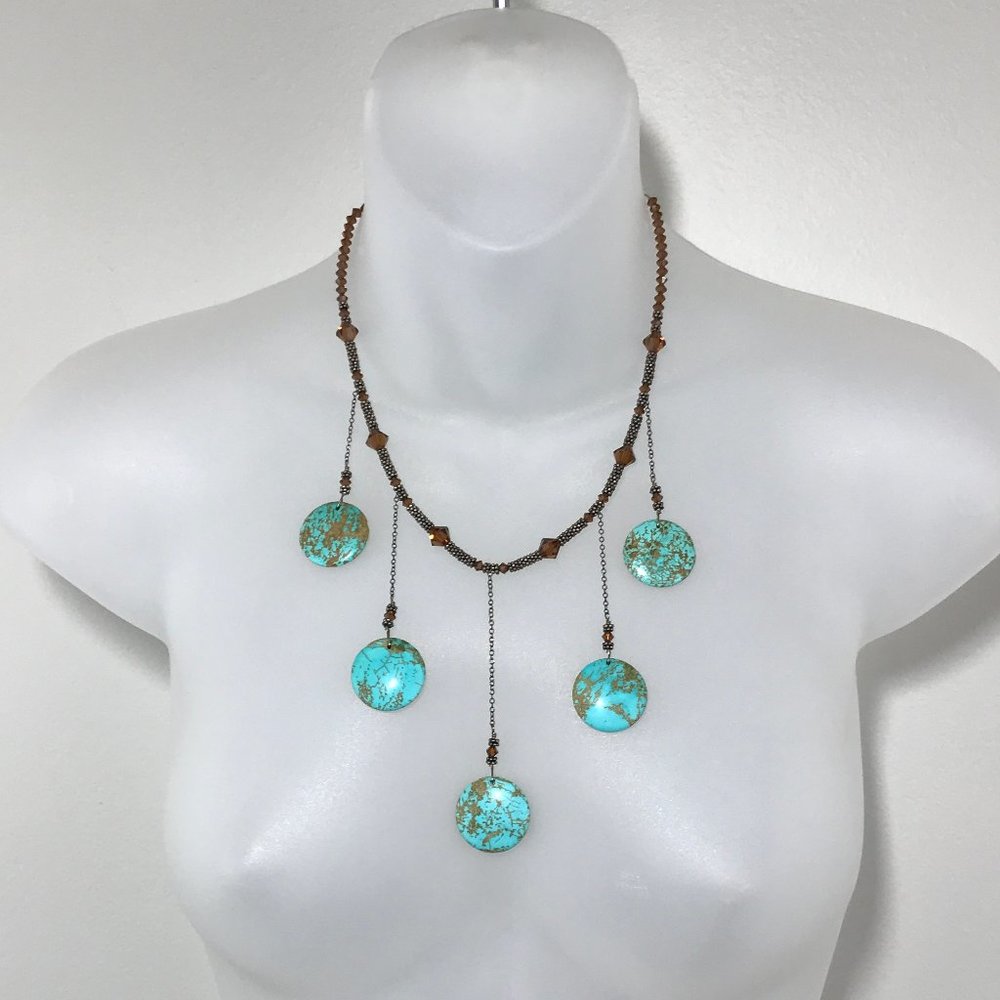 Turquoise And Brown Bead Necklace